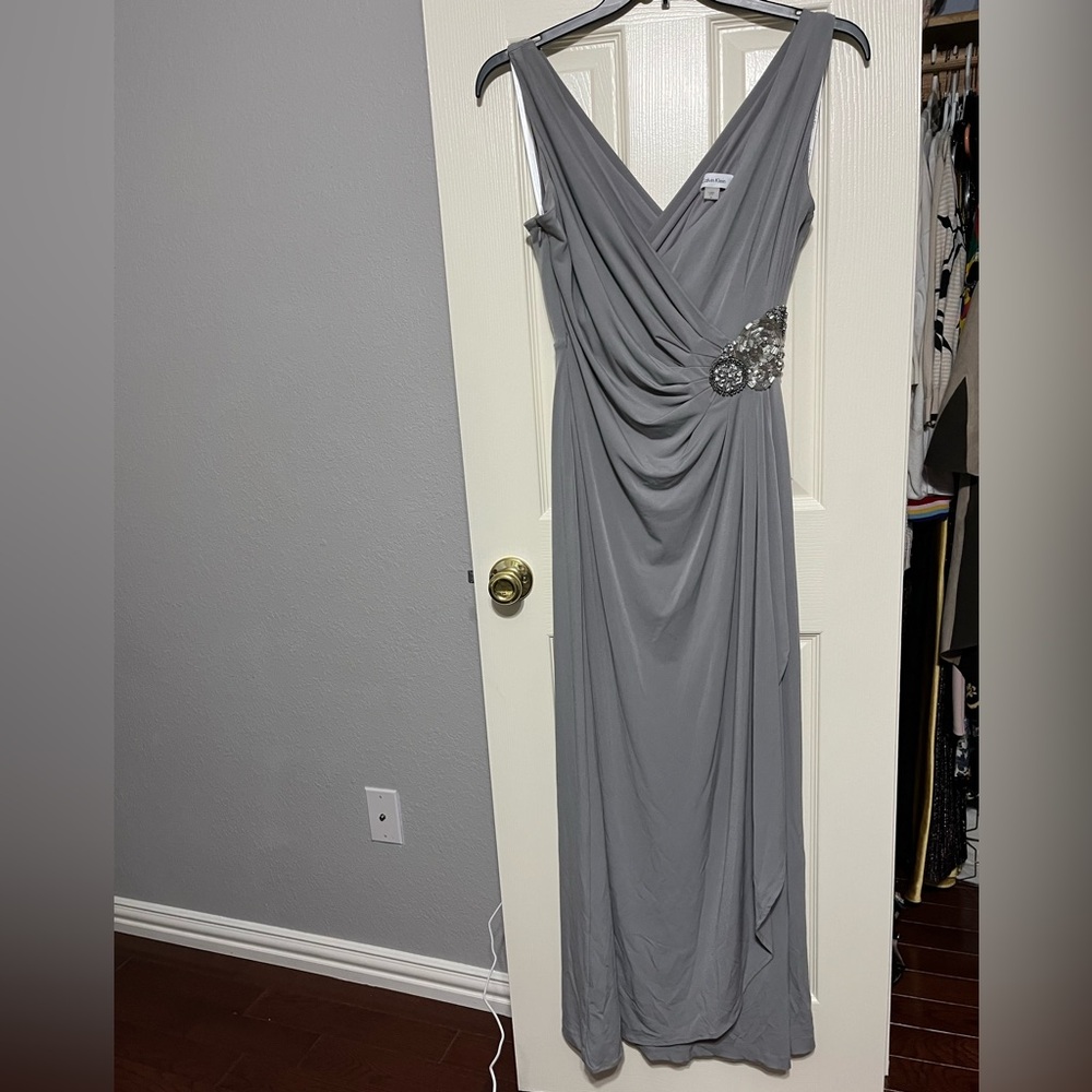Calvin Klein Gray Maxi Dress with Embellished Waist